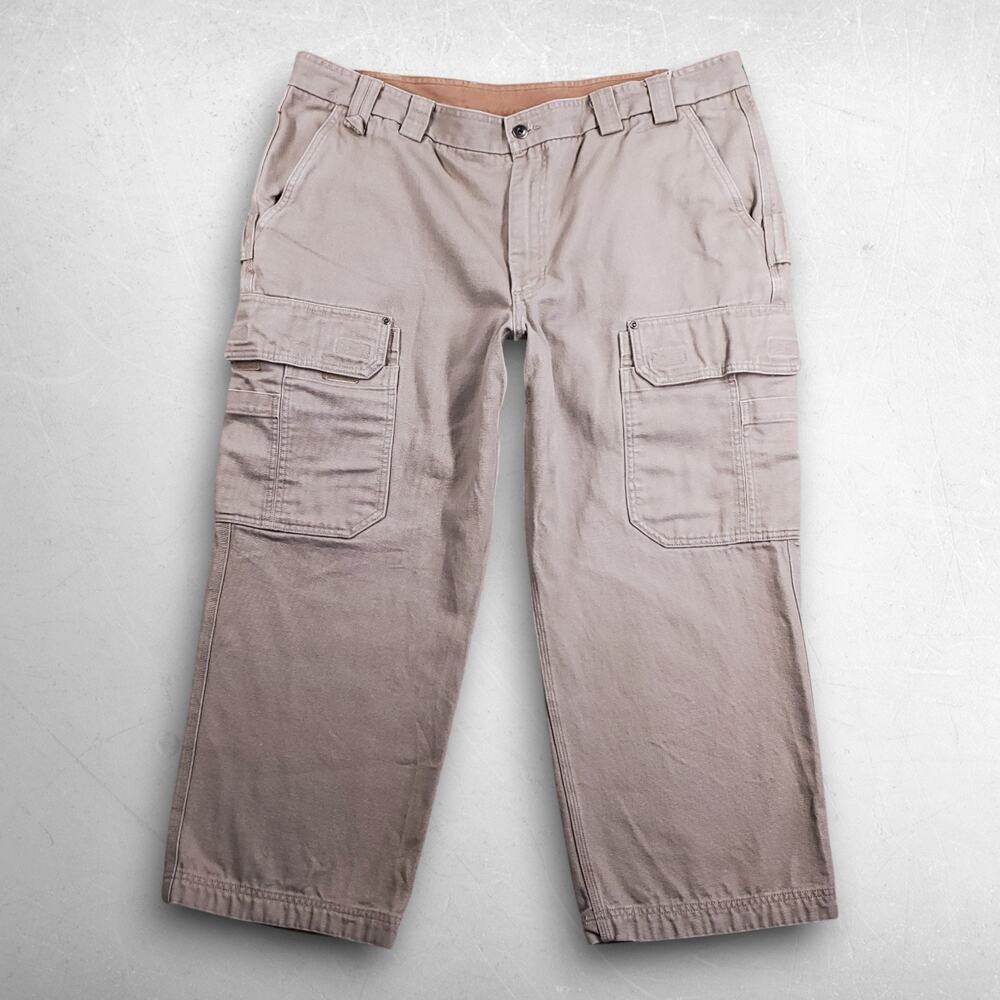 Duluth Trading Co Relaxed Fit Canvas Cargo Pants‎ Men 44x28 Beige Workwear Gorp